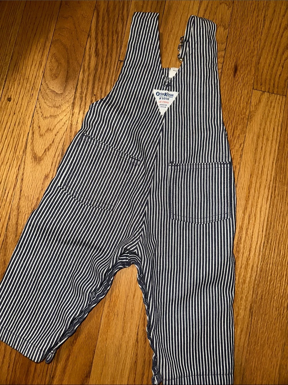 OshKosh B'gosh Blue & White Pinstripe Overalls